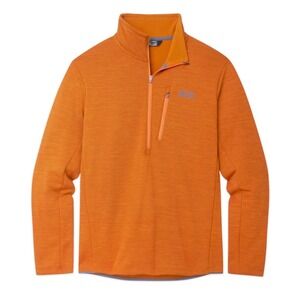 Stio Mens Glide Power Stretch‎ Half Zip Fleece pullover winter Orange Small NEW